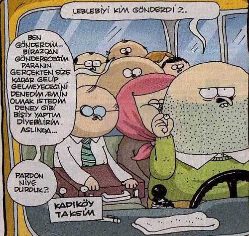 dolmuşta para yerine deney yapıp leblebi göndermek karikatürü.jpg